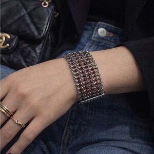Silver and Red Chain Bracelet